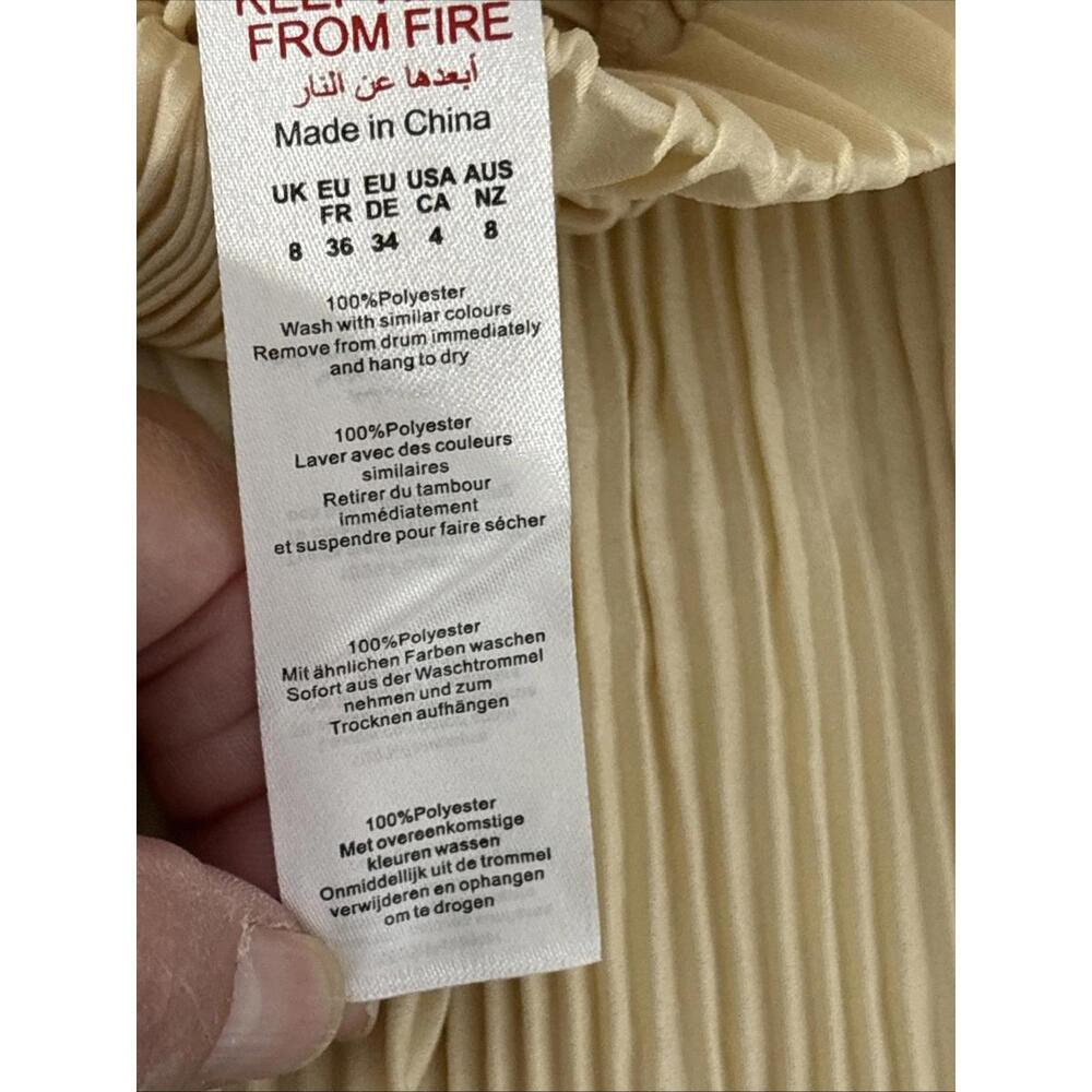 PrettyLittleThing Cream High Waisted Pisse Wide Leg Pants - Size 4 Tall New - Picture 9 of 9